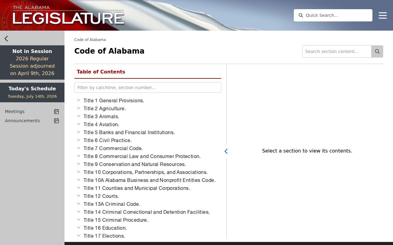 Pickens County court records access statutes in Code of Alabama