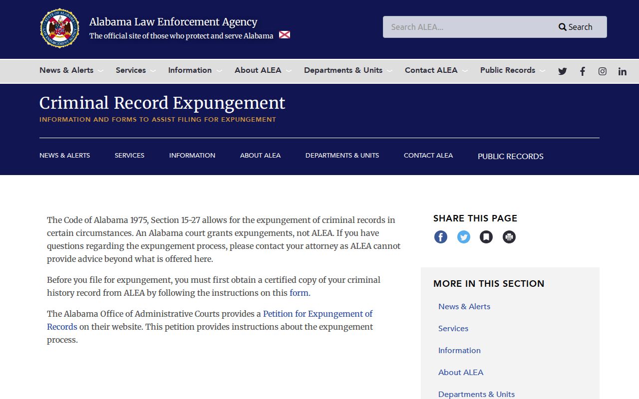 Pickens County criminal court records expungement information