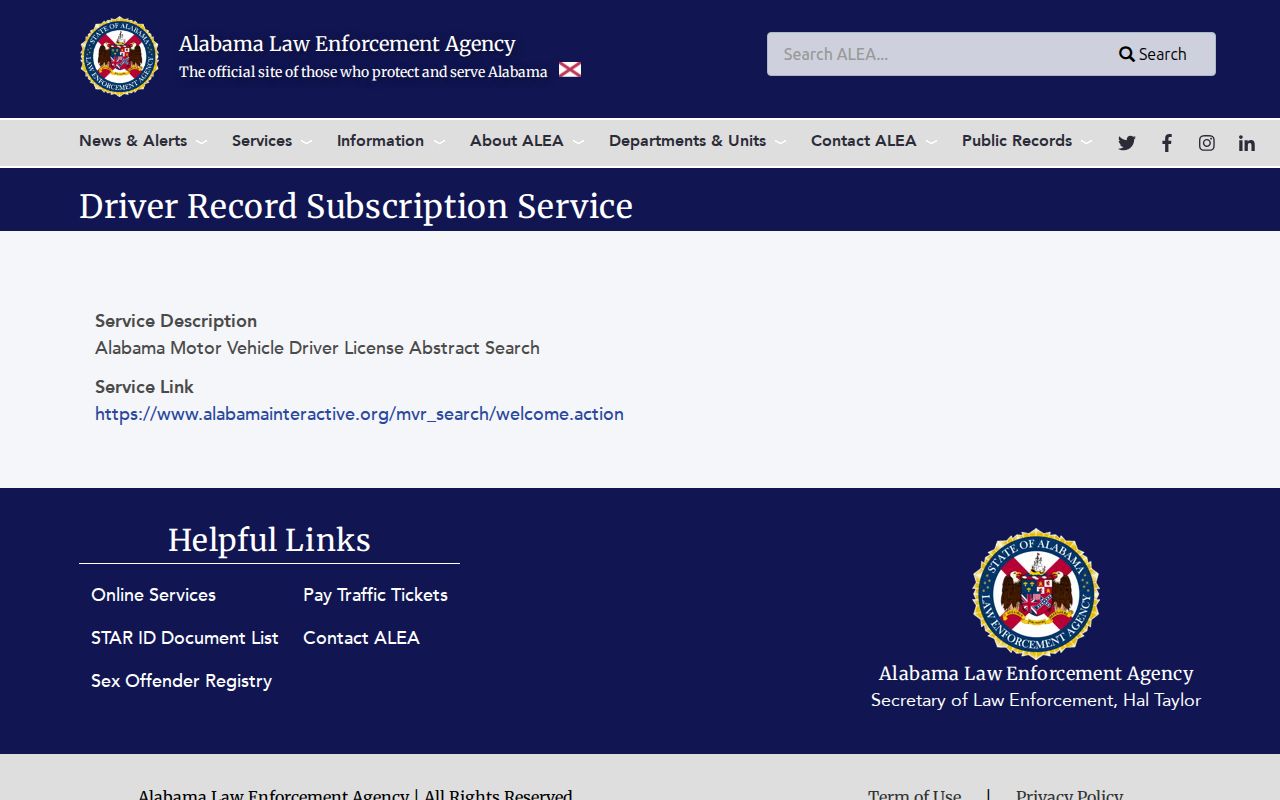 Pickens County commercial traffic records and ALEA driver abstract search