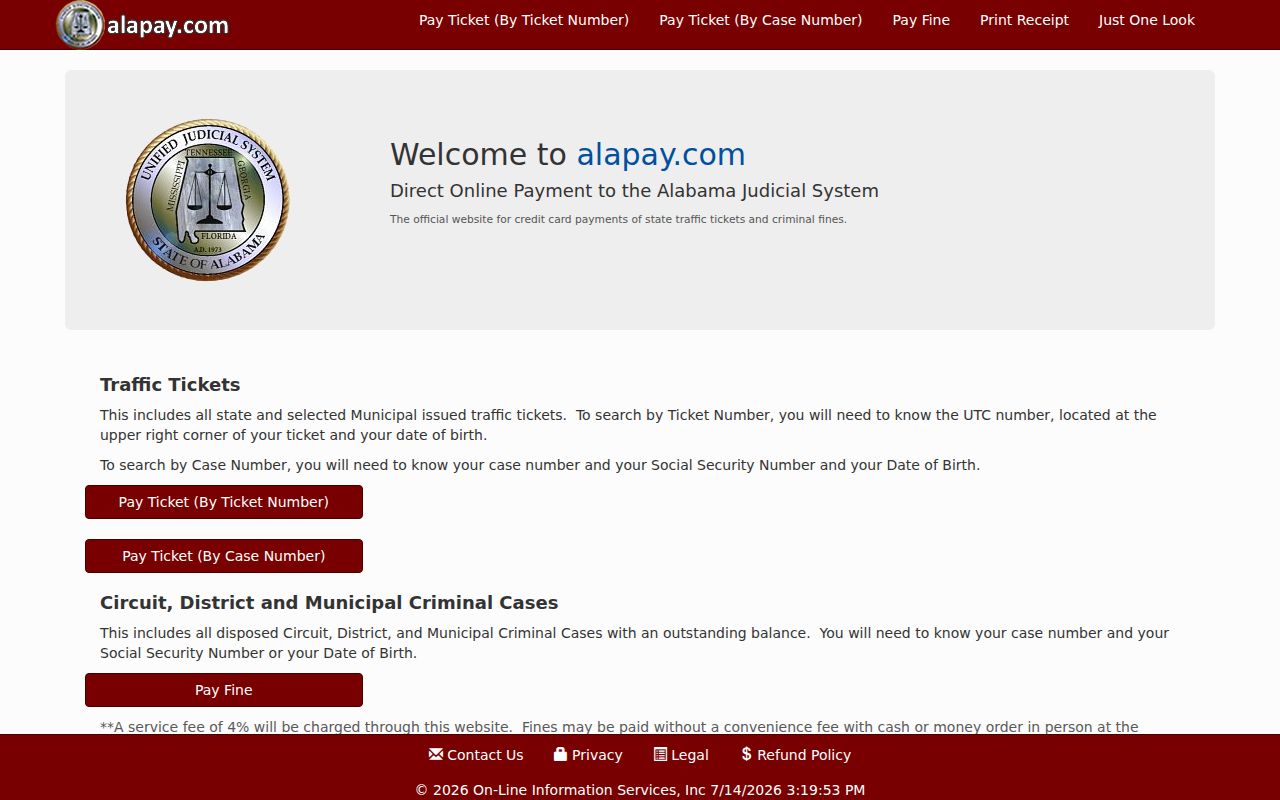 Pickens County traffic court records and AlaPay ticket payment