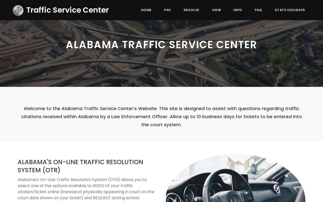 Pickens County traffic court records through Alabama Traffic Service Center