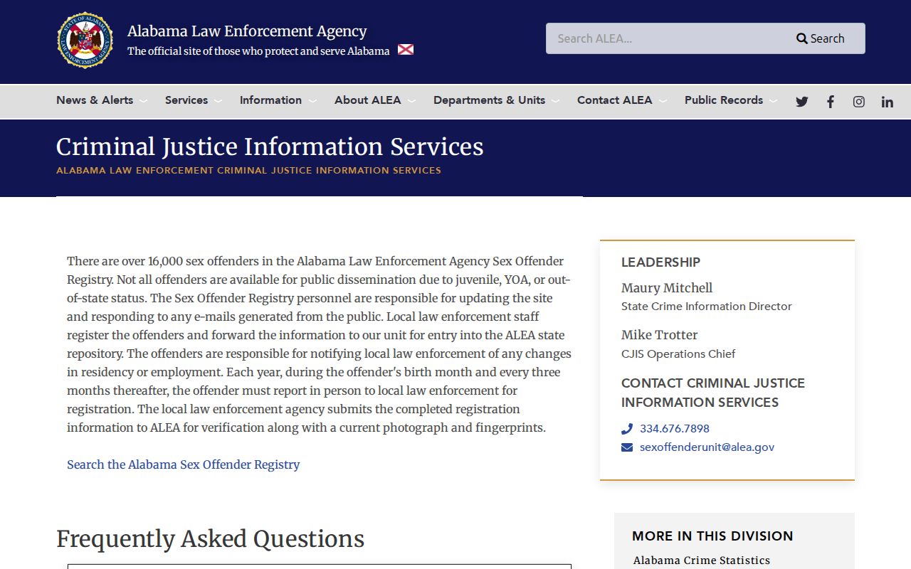 Pickens County warrant records and ALEA registry information